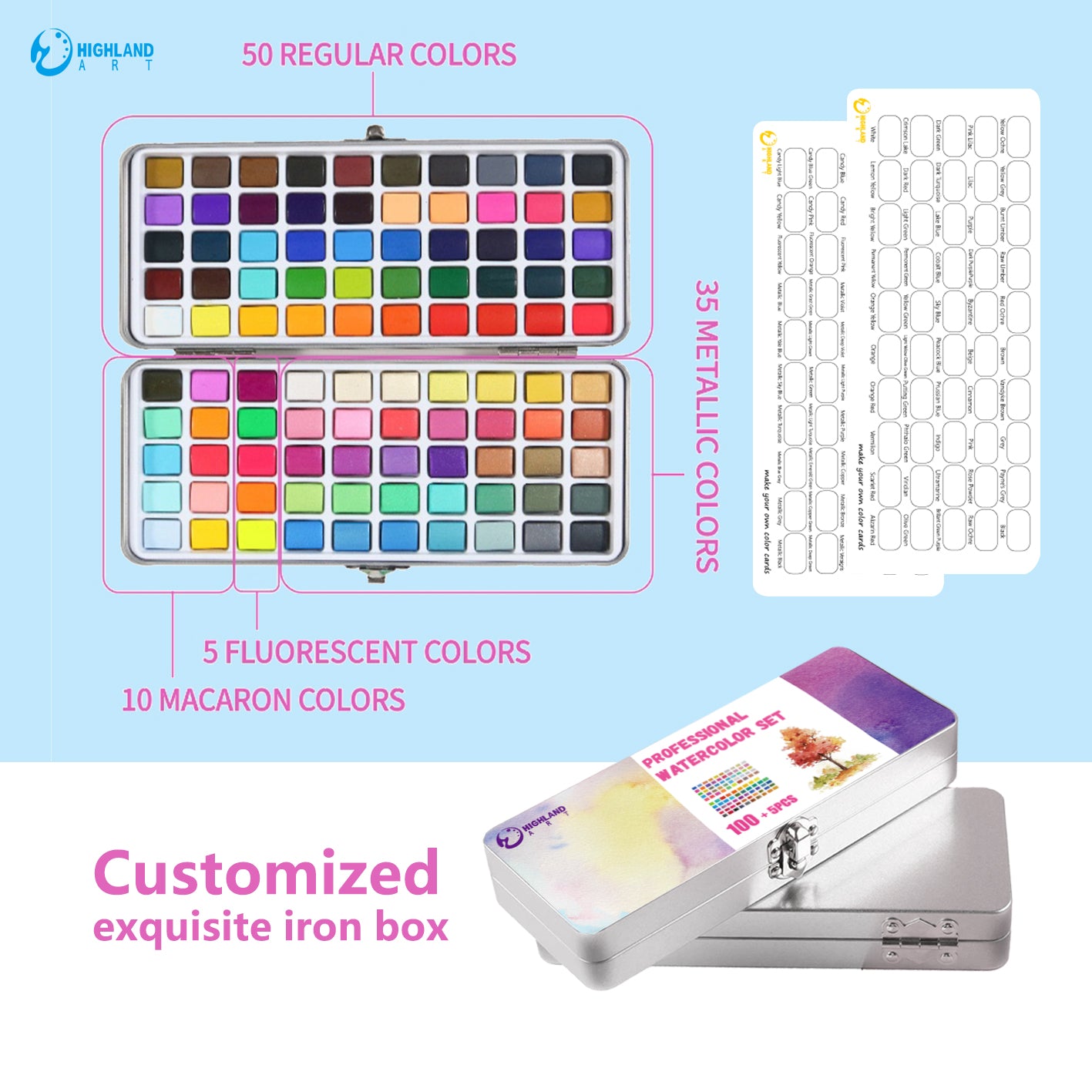 Watercolor Painting Art Set Of 100 With Brush, Multiple color Set, Christmas Gift New Year Gift,Perfect for Beginners ,Students, Artists