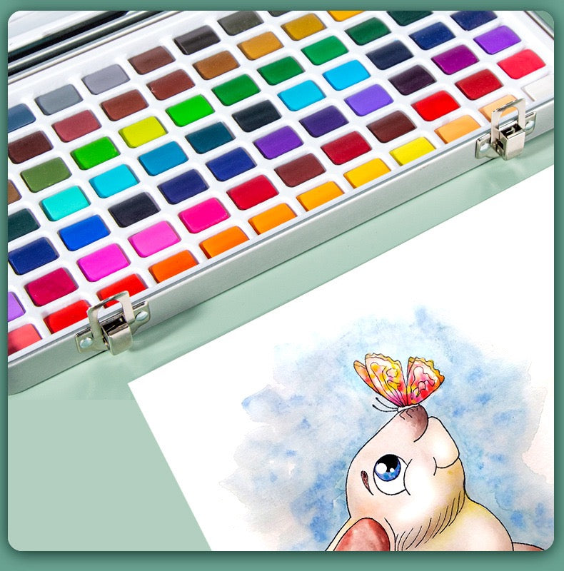 Watercolor Painting Art Set Of 100 With Brush, Multiple color Set, Christmas Gift New Year Gift,Perfect for Beginners ,Students, Artists