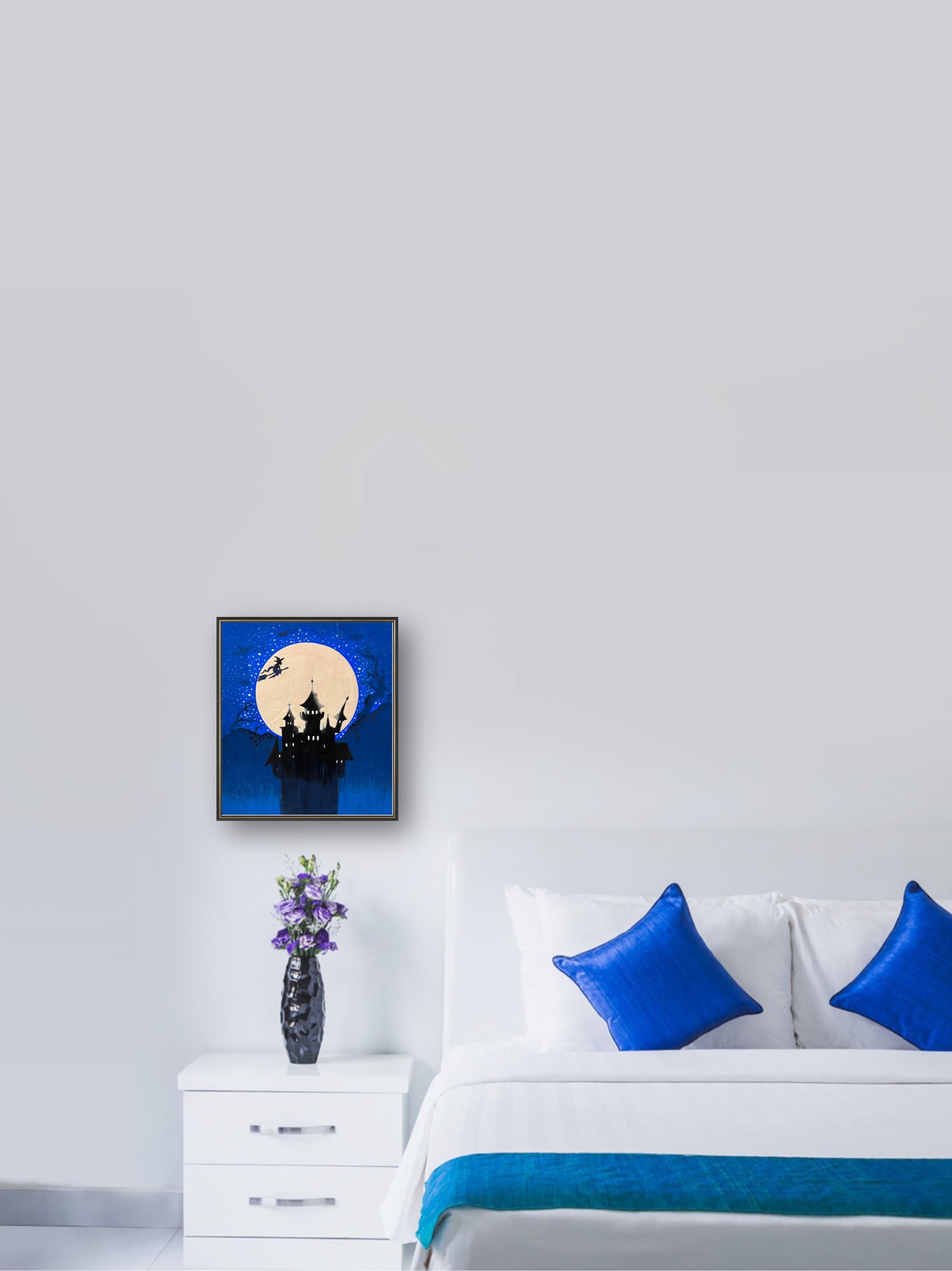 Witch's castle - Halloween - "Japanese Painting" -  Painting for Room - 10.6x9.4 Inches [Weapon0001]