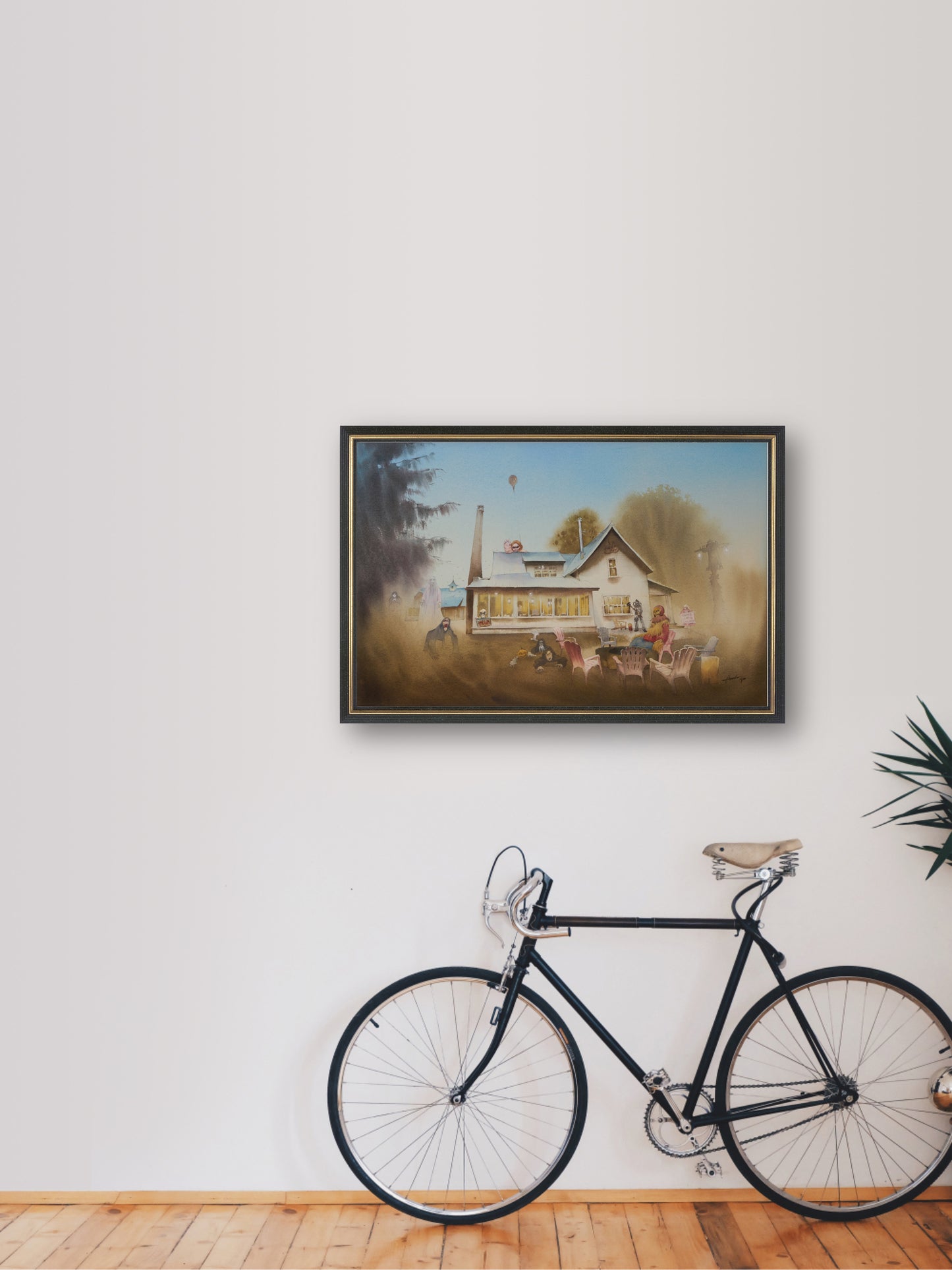 Ghost House (Daytime) - "Watercolor Painting" - Halloween - The Silence Before Night -  Painting for Room - 13x20 Inches - [Ando0001]