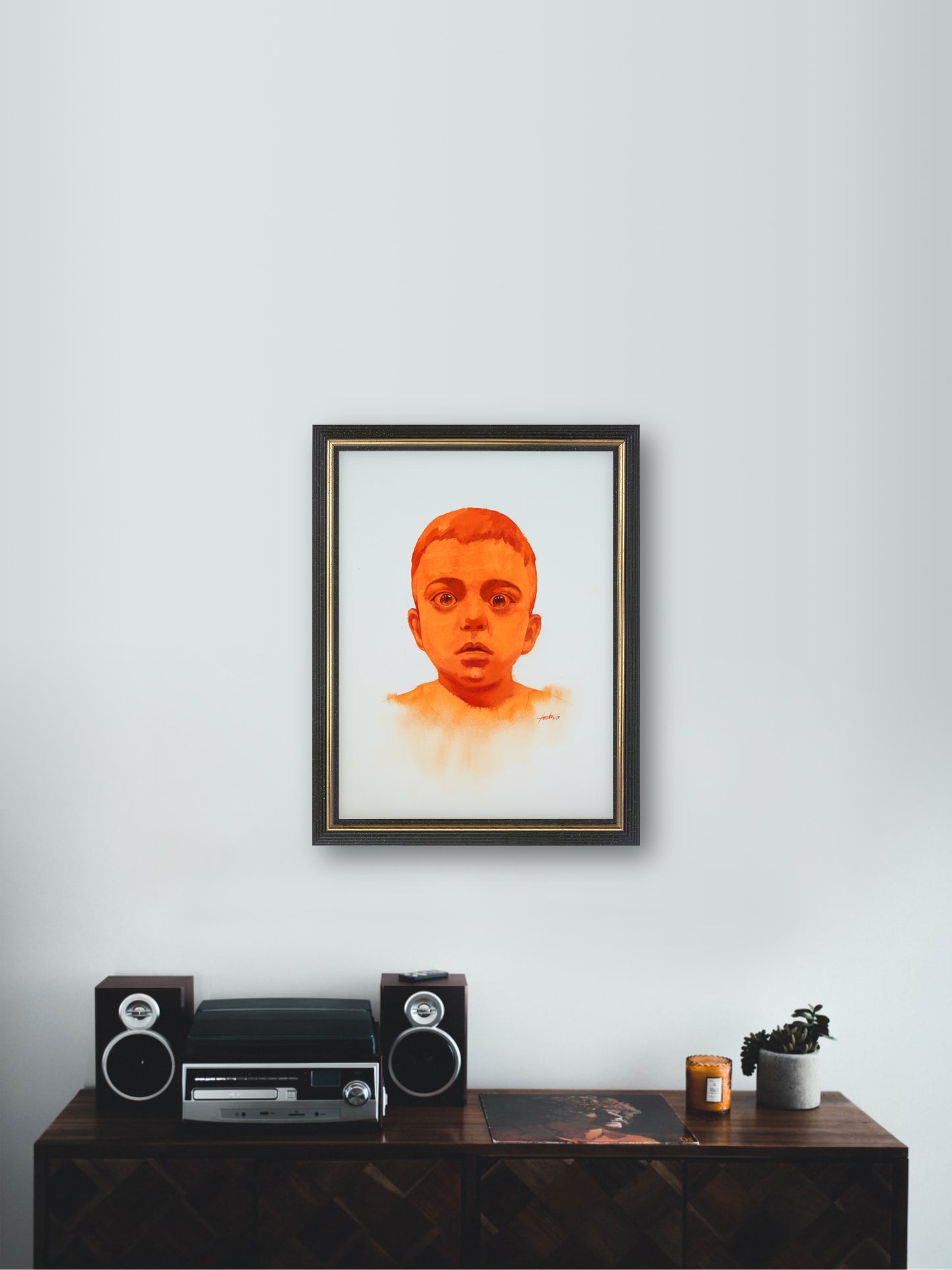 Gaza boy - "Watercolor Painting" - War theme - Peace & Love - 16.5x11.8 Inches - [Ando0004]