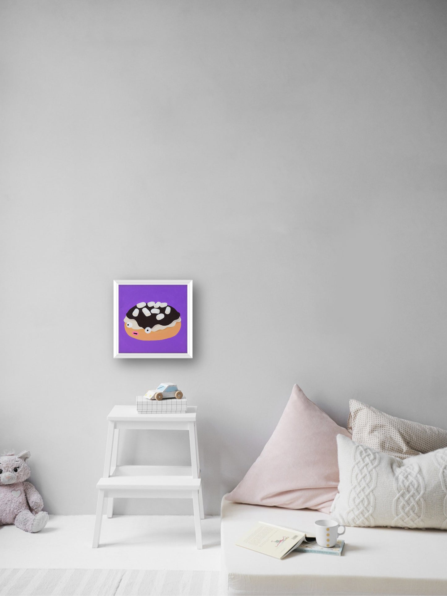 donut & 2 - “Acrylic painting”  - painting for Room - 7.9x7.9 Inches - [Arasi0002]