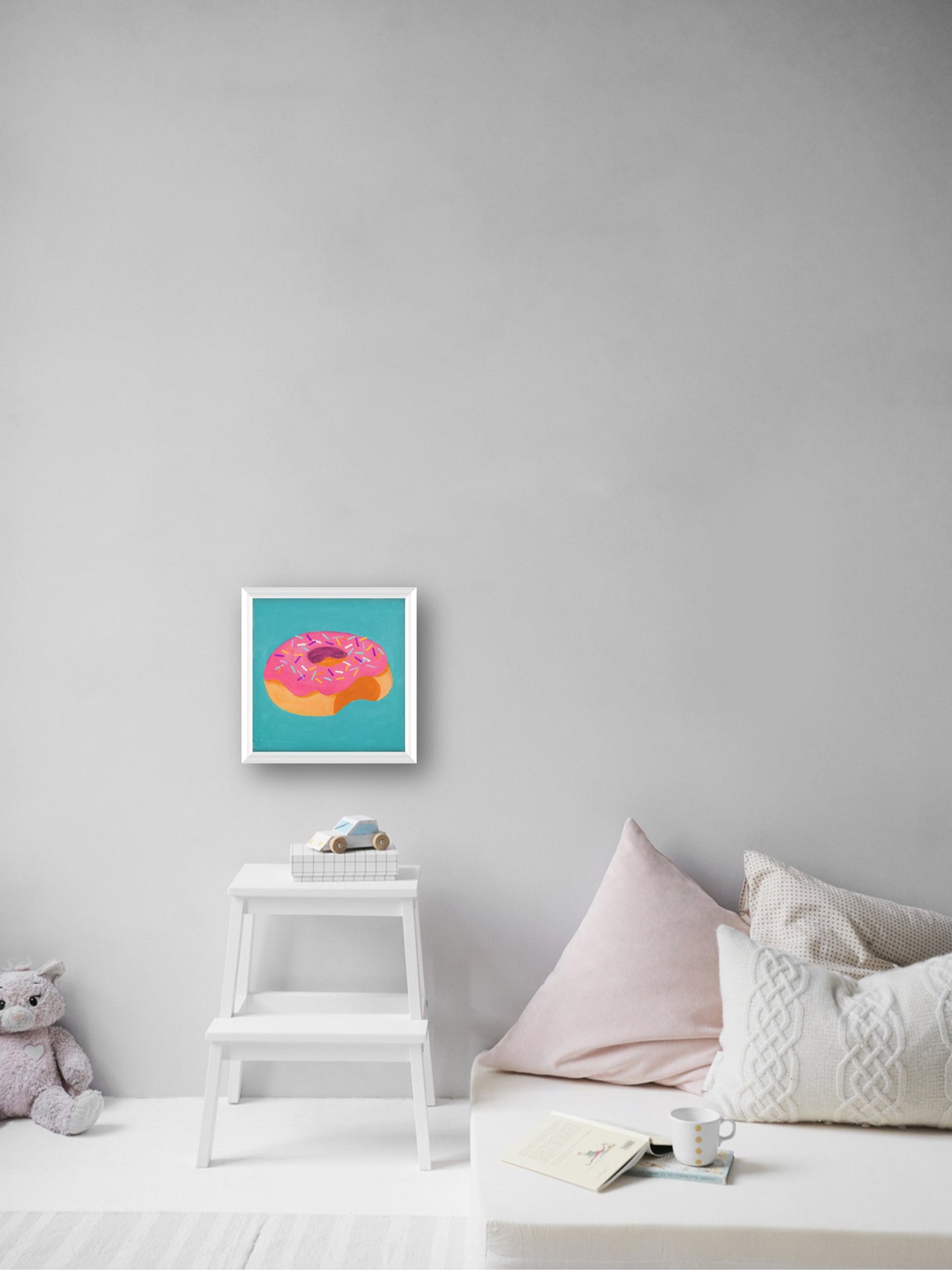 donut & 3 - “Acrylic painting”  - painting for Room - 7.9x7.9 Inches - [Arasi0003]