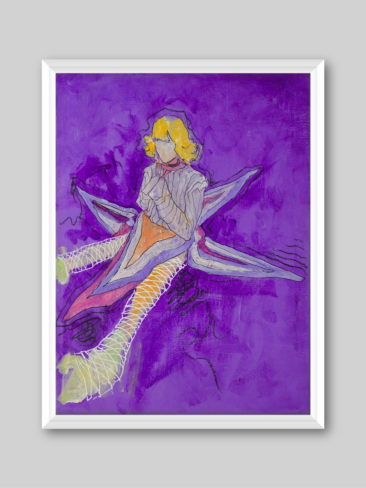 Starfish Girl -  “Acrylic painting” - painting for Room - 15.7x11.8 Inches - [Nicola0004]