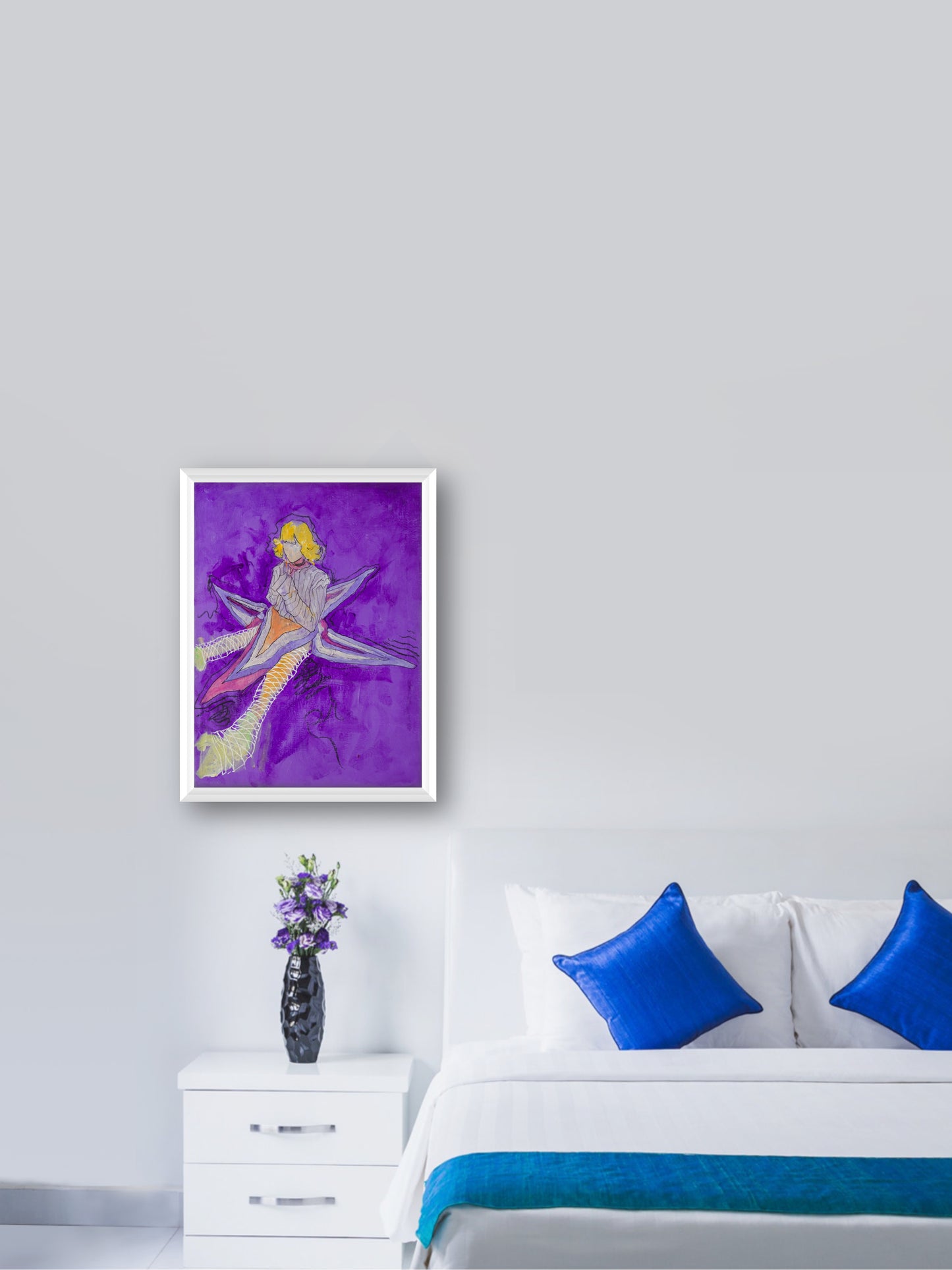 Starfish Girl -  “Acrylic painting” - painting for Room - 15.7x11.8 Inches - [Nicola0004]