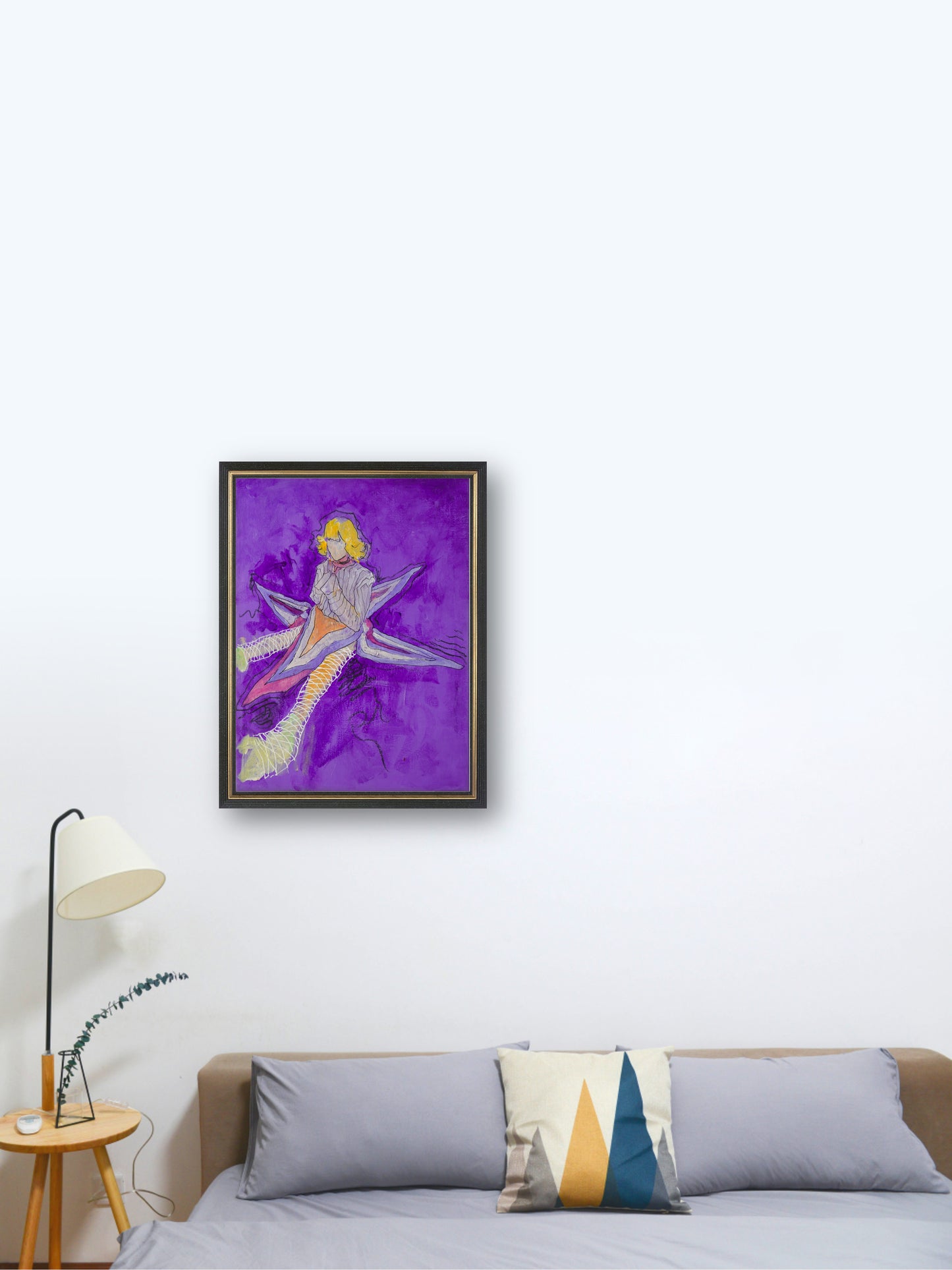 Starfish Girl -  “Acrylic painting” - painting for Room - 15.7x11.8 Inches - [Nicola0004]