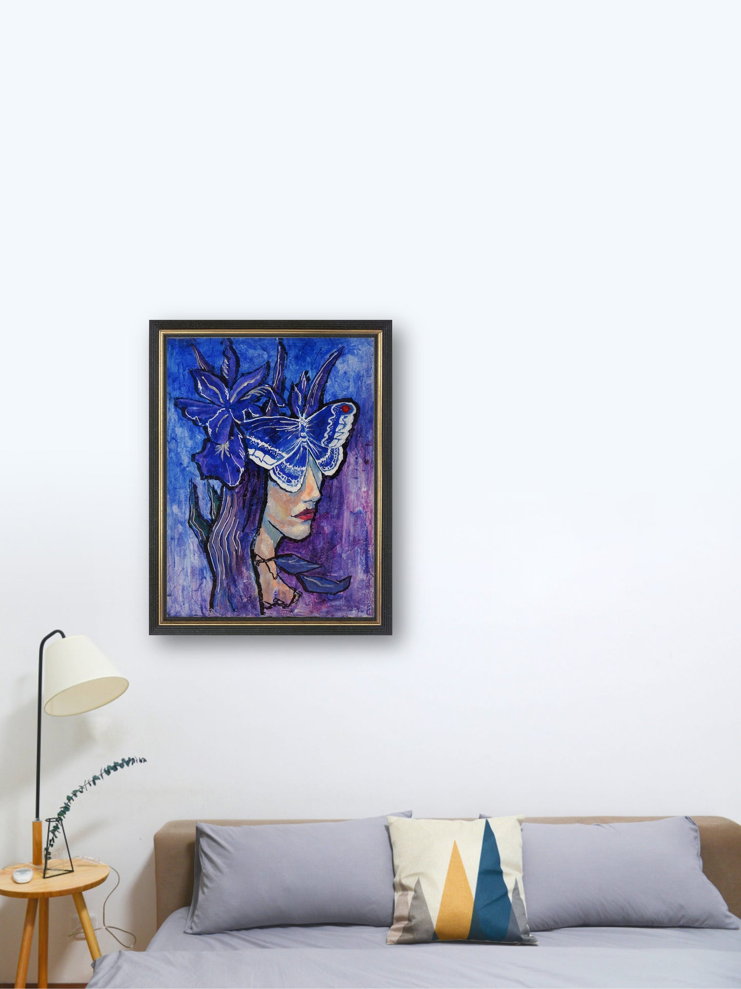 Butterfly Girl -  “Acrylic painting” - Female Charm - Painting for Room - 15.7x11.8 Inches - [Nicola0006]