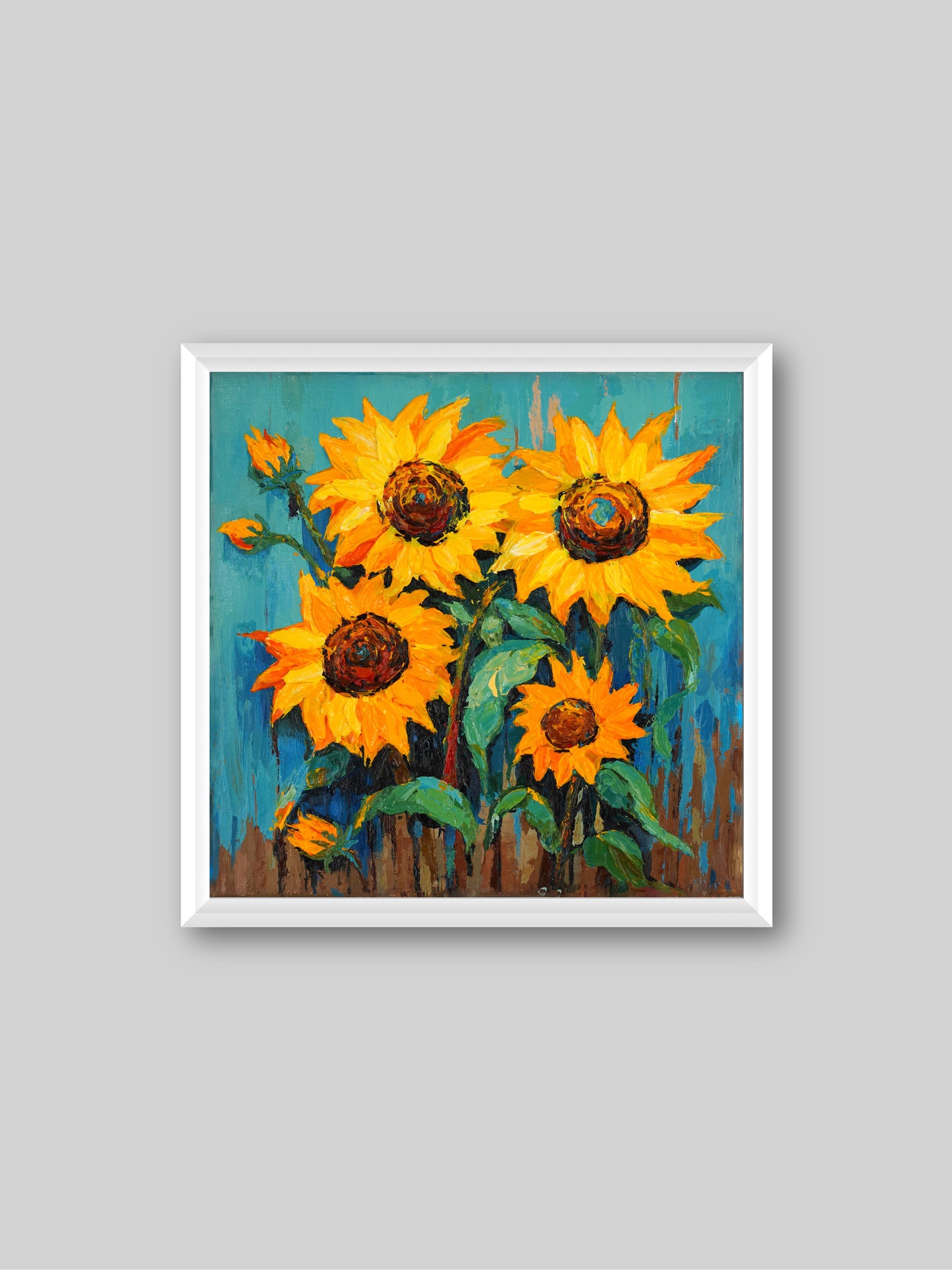 Sunflower - “Acrylic painting” - painting for Room - 15.7x15.7 Inches - [Judy0004]