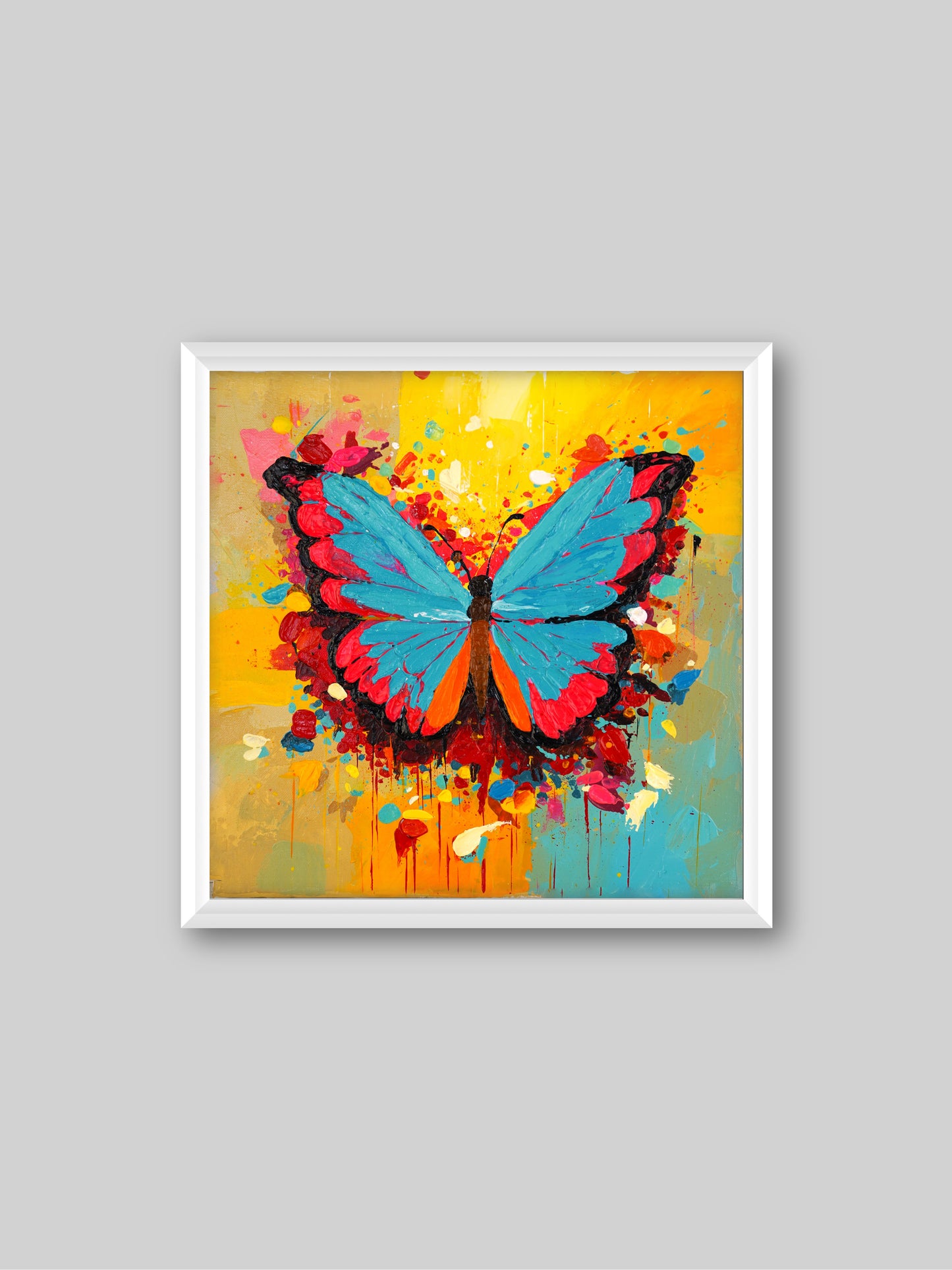 Butterfly - Colorful - “Acrylic painting” - painting for Room - 15.7x15.7 Inches - [Judy0002]