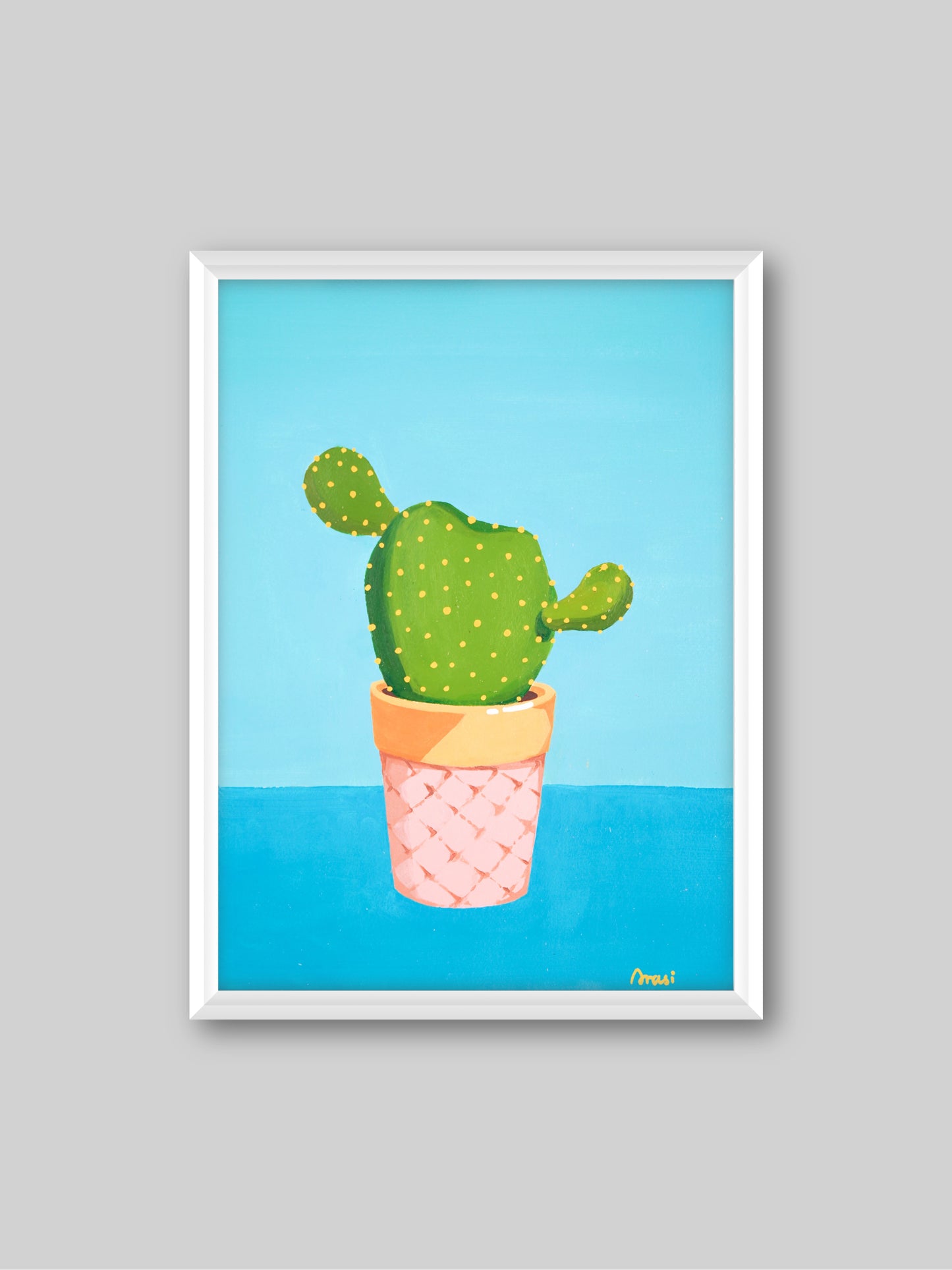 Cactus & 1 - “Acrylic painting”  - painting for Room - 15.2x11.4 Inches - [Arasi0005]