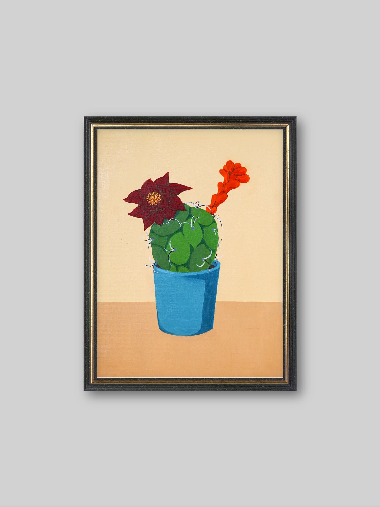 Cactus & 2 - “Acrylic painting”  - painting for Room - 15.7x11.8 Inches - [Arasi0006]