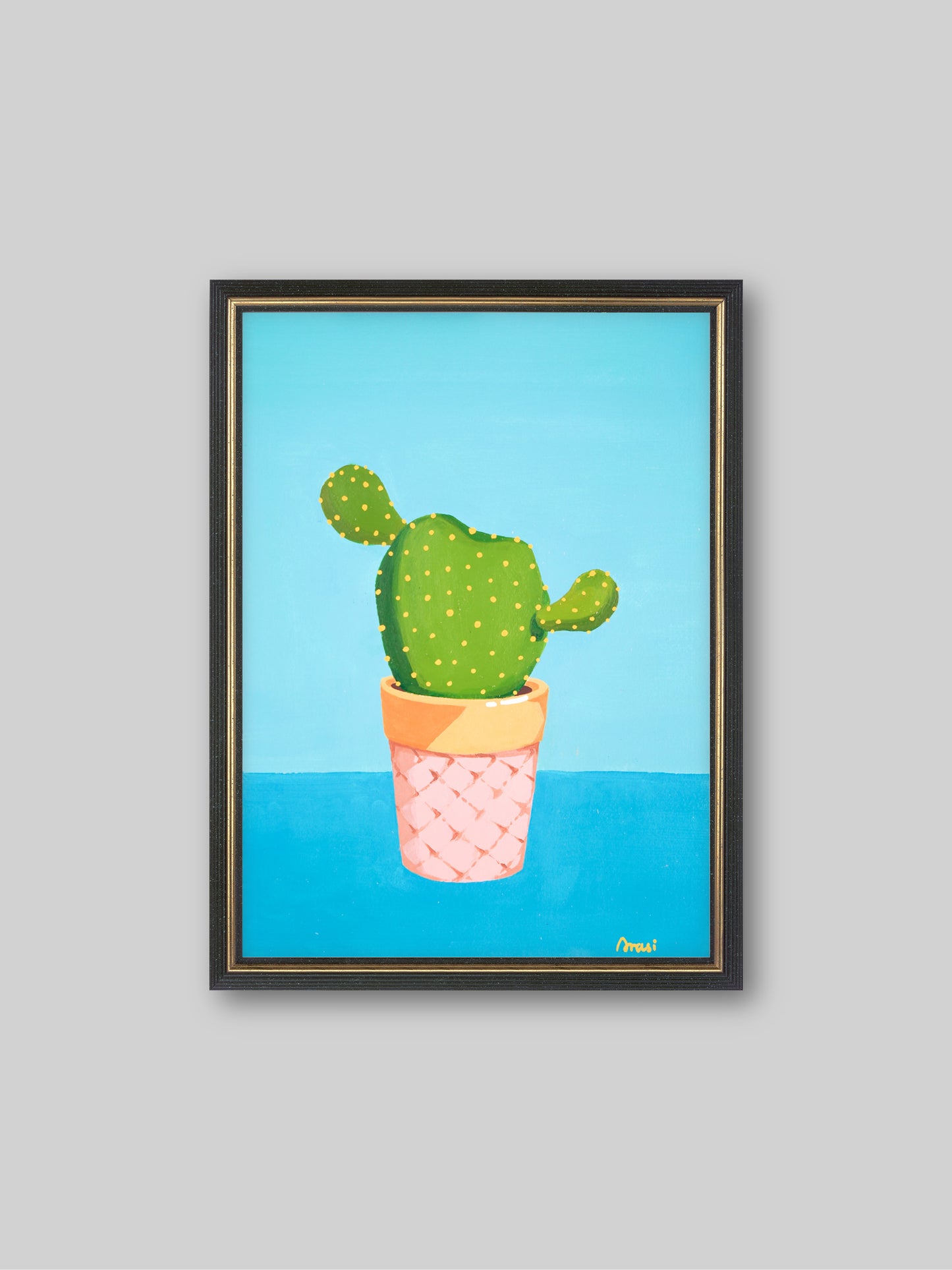Cactus & 1 - “Acrylic painting”  - painting for Room - 15.2x11.4 Inches - [Arasi0005]