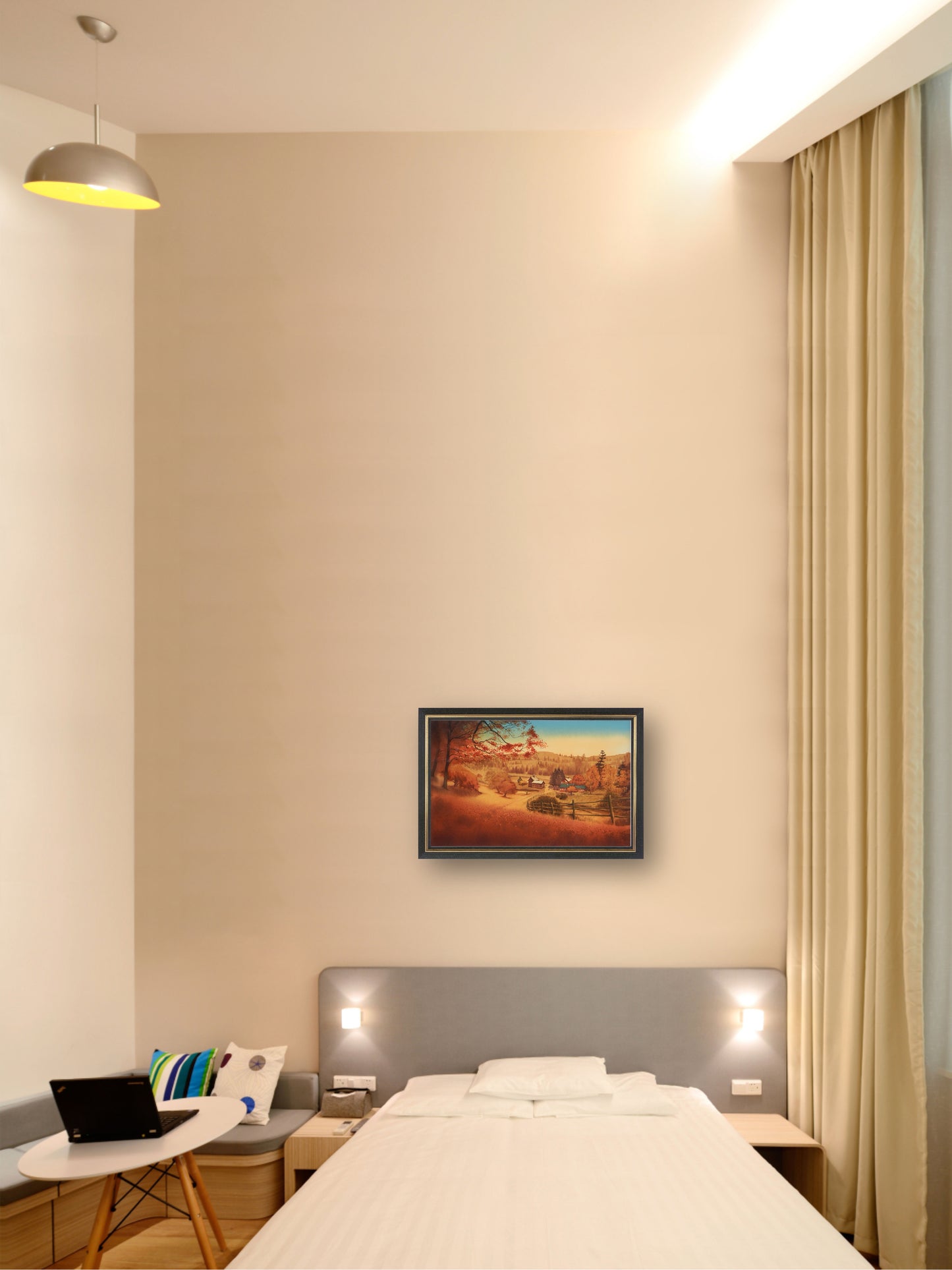 Autumn in Fremont - "Watercolor Painting" - Painting for Room - 22.4x15 Inches - [Ando0009]