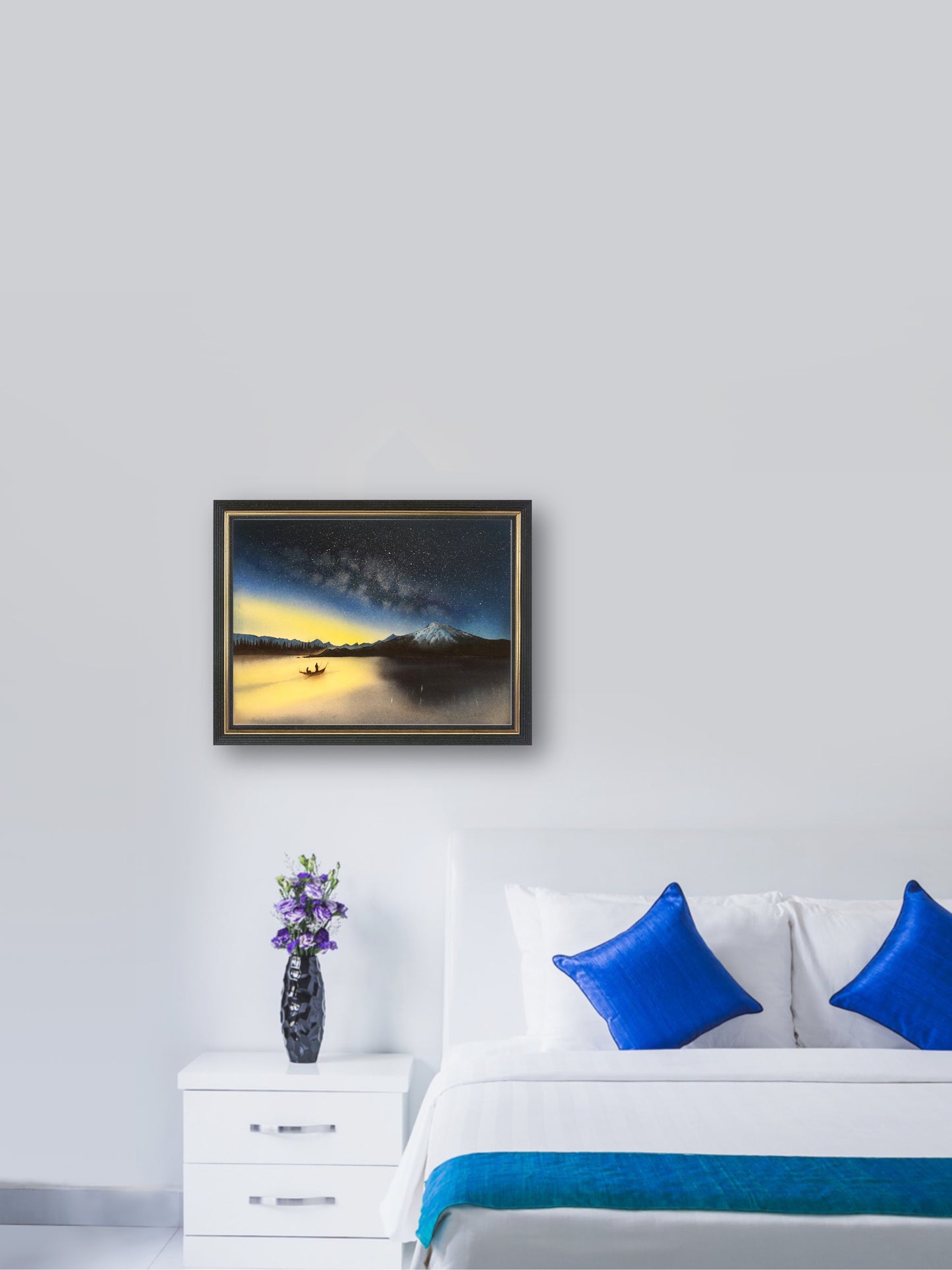 Galaxy - Light & Darkness - "Watercolor Painting" - Painting for Room - 15.4x11.4 Inches - [Ando0007]