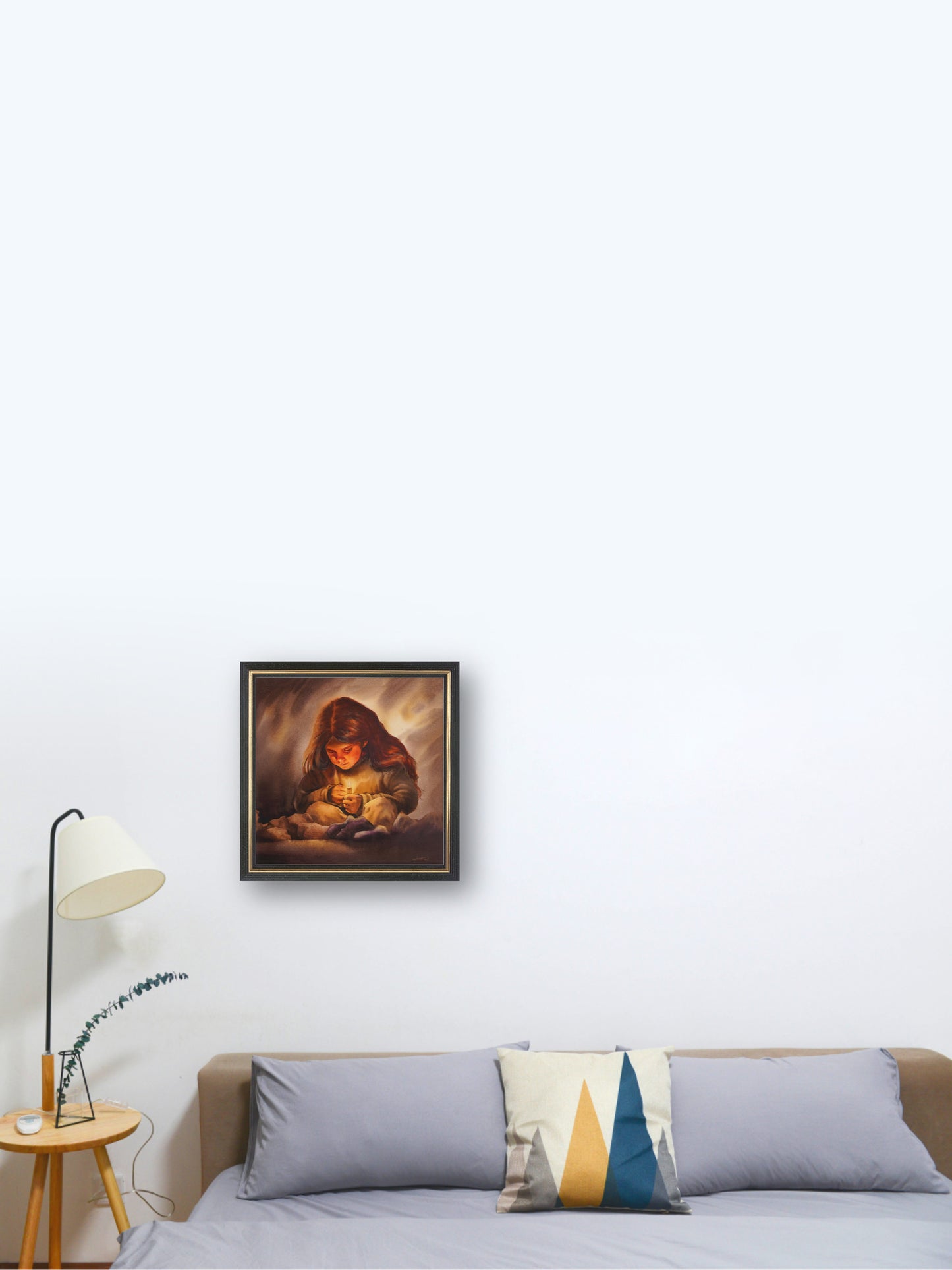Match Girl - Light & Darkness - "Watercolor Painting" - Painting for Room - 14.6x14.6 Inches - [Ando0006]
