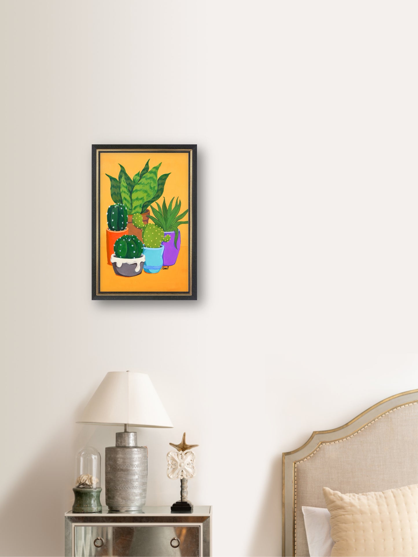 Cactus & 3 - “Acrylic painting”  - painting for Room - 11.2x7.5 Inches - [Arasi0007]