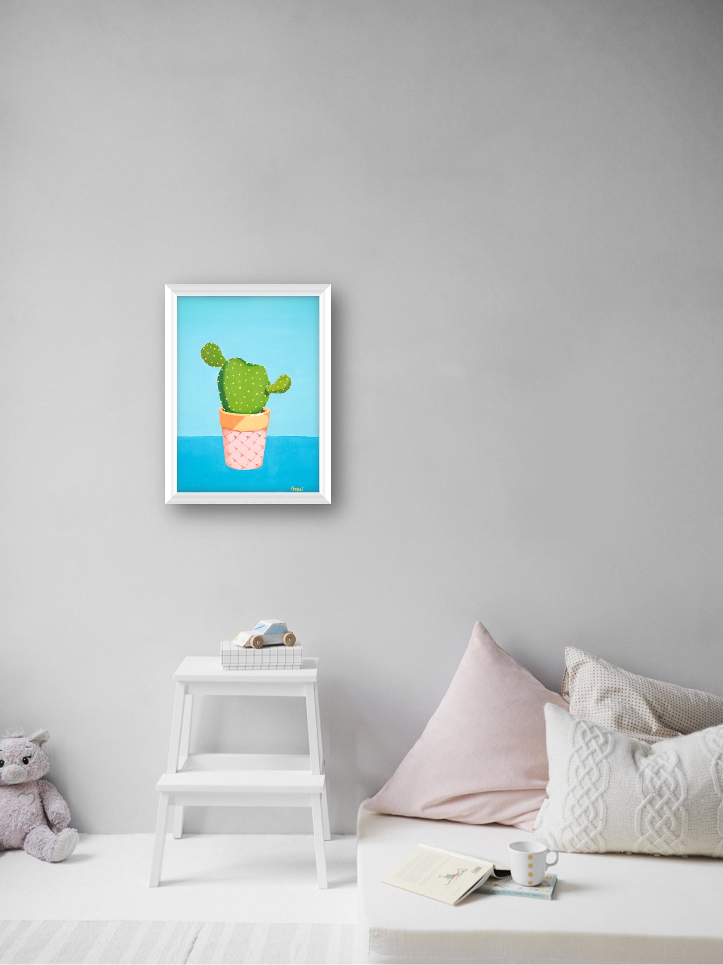 Cactus & 1 - “Acrylic painting”  - painting for Room - 15.2x11.4 Inches - [Arasi0005]