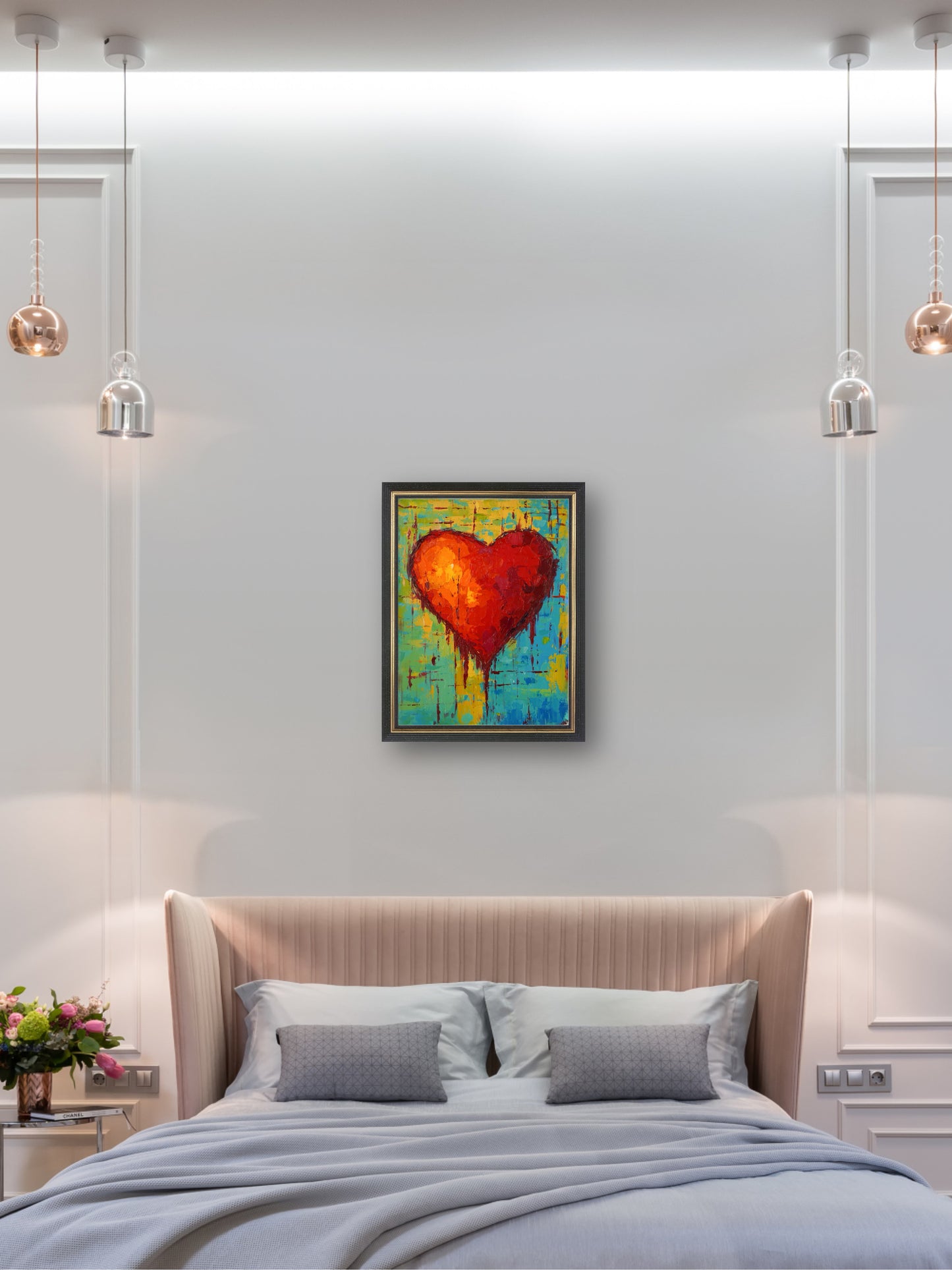 Heart - “Acrylic painting” - painting for Room - 15.7x11.8 Inches - [Judy0001]
