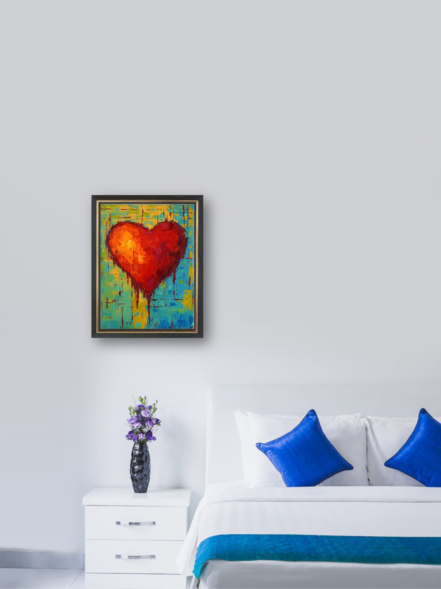 Heart - “Acrylic painting” - painting for Room - 15.7x11.8 Inches - [Judy0001]