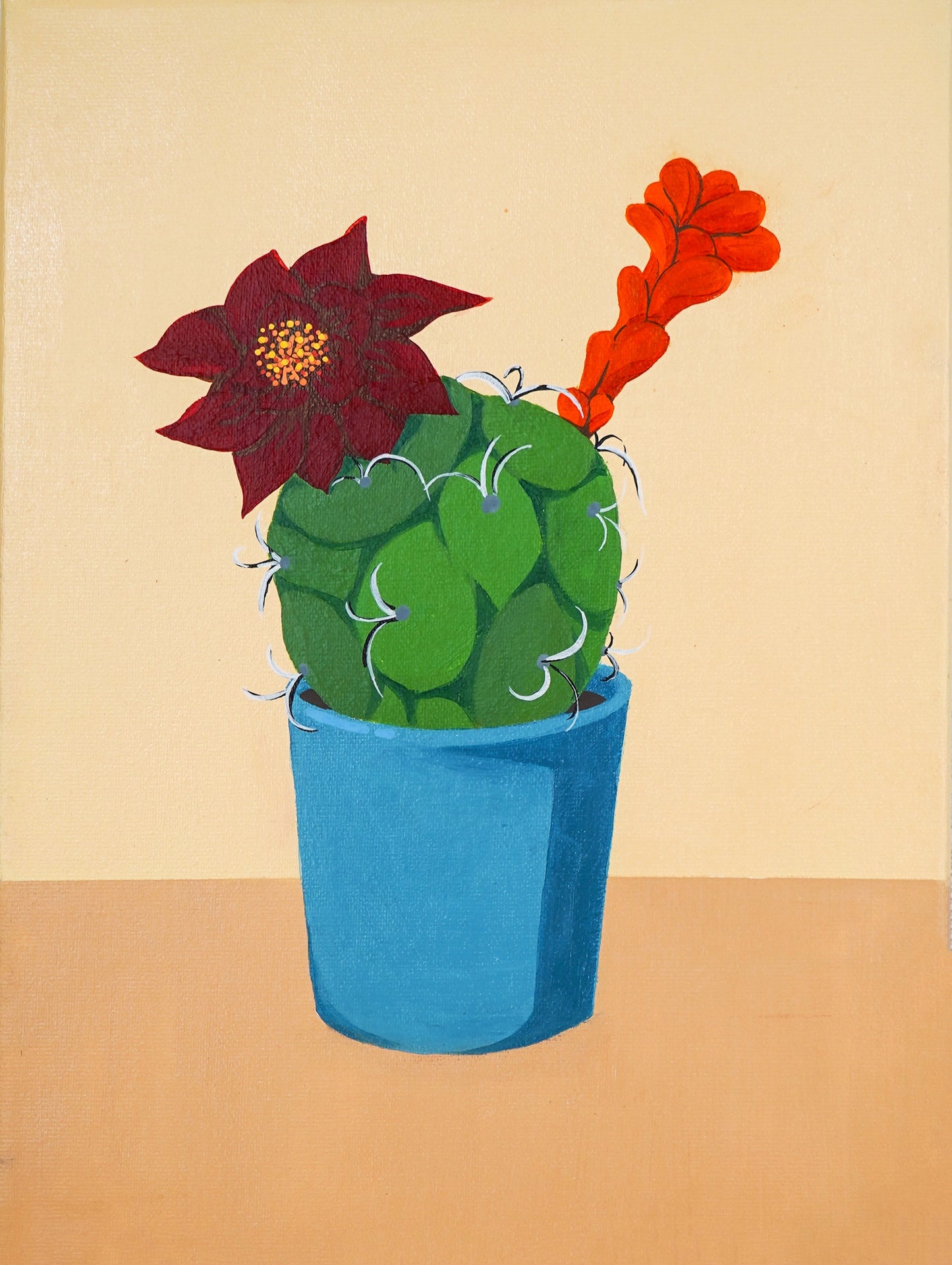 Cactus & 2 - “Acrylic painting”  - painting for Room - 15.7x11.8 Inches - [Arasi0006]