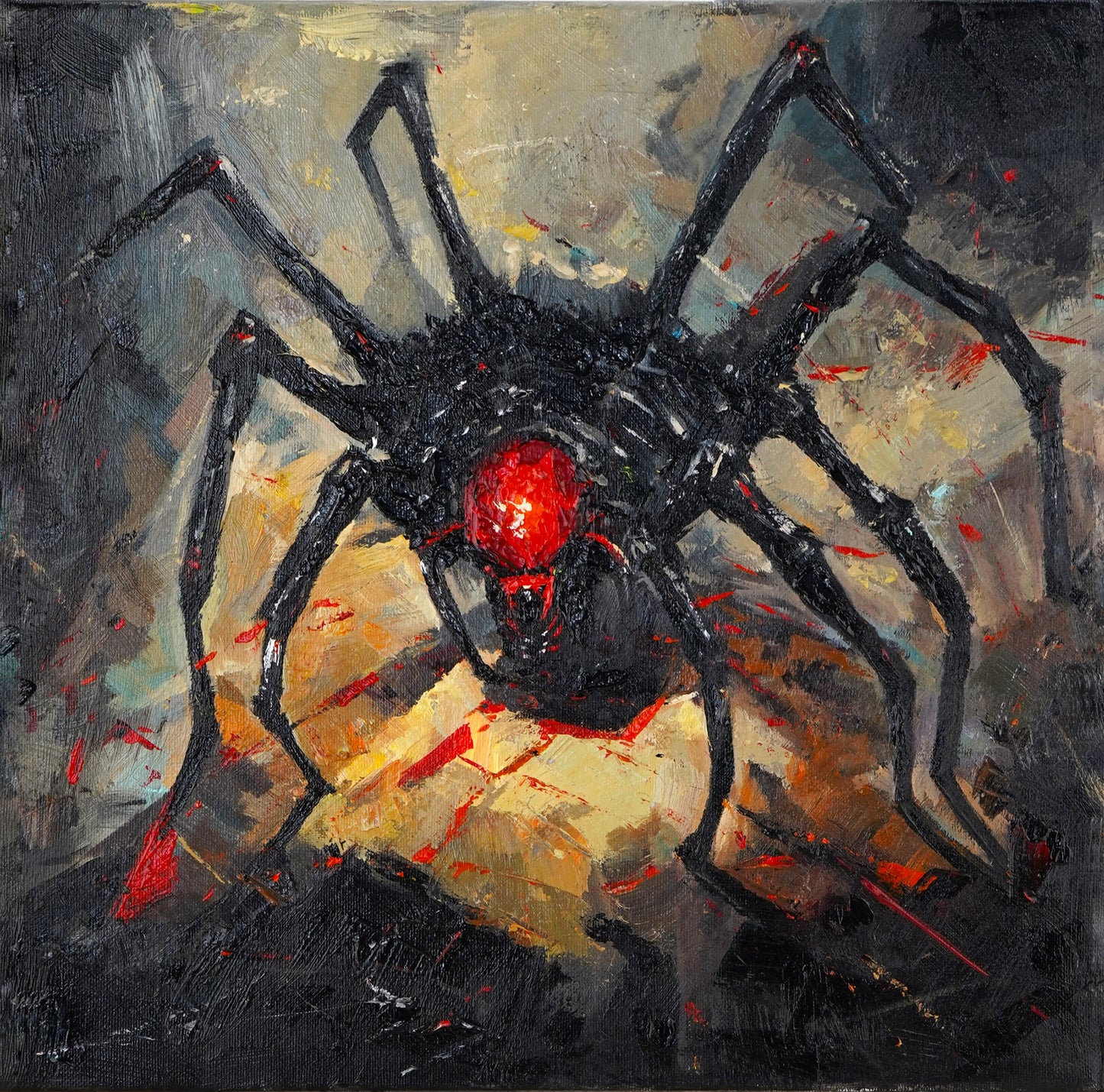 Spider - 'mechanical' - “Acrylic painting” - painting for Room - 15.7x15.7 Inches - [Judy0006]